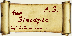 Ana Simidžić vizit kartica